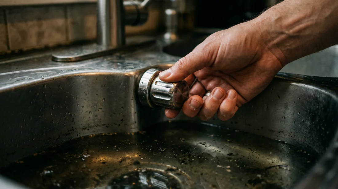 Installation d'un nouveau câble de vidage sur le mécanisme d'évier