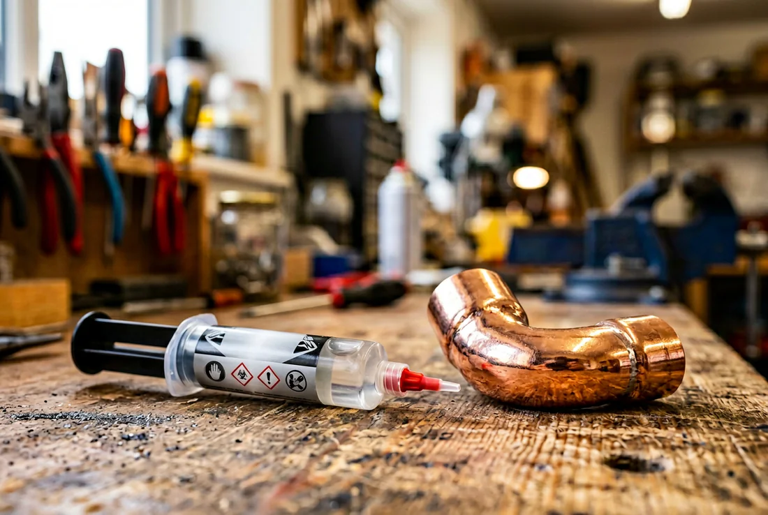 Matériel nécessaire pour la soudure à froid : résine et papier abrasif.