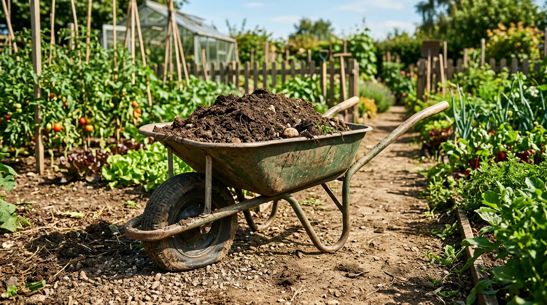 Gonflage d'une roue de brouette à l'aide d'une pompe manuelle