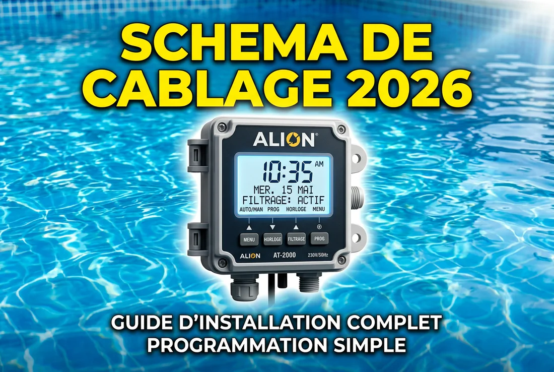 Schéma électrique complet pour brancher une horloge Alion sur pompe de piscine
