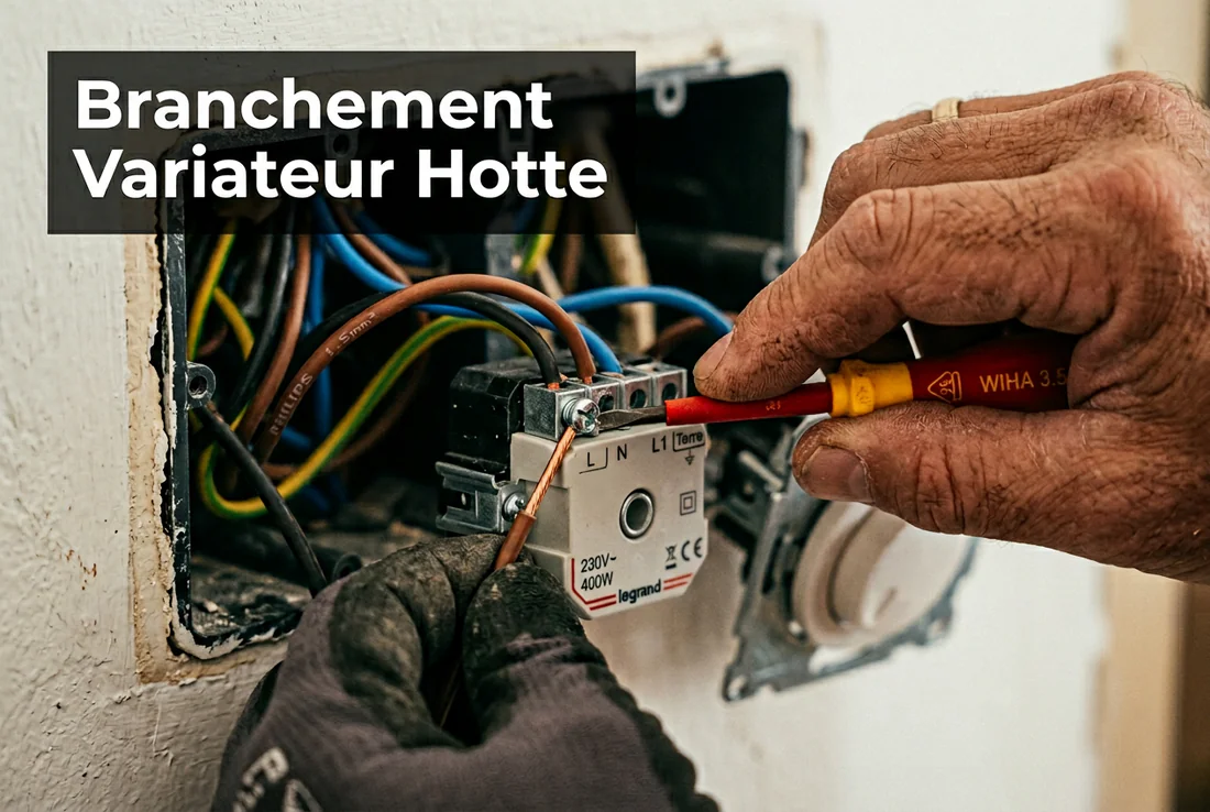 Préparation des fils électriques phase neutre et terre pour variateur