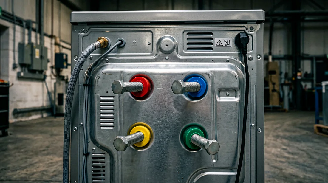 Identification des vis de transport à l'arrière du lave-linge