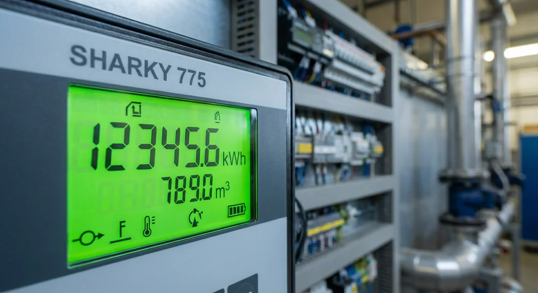 Affichage des index de consommation en kWh sur un compteur Sharky.