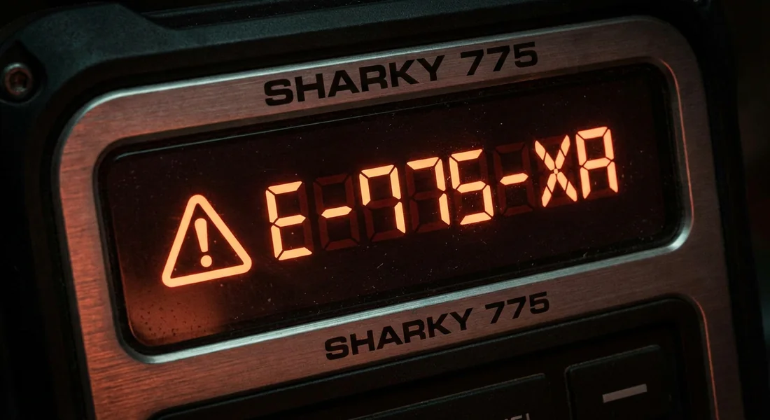 Code d'erreur affiché sur l'écran d'un compteur Sharky 775.