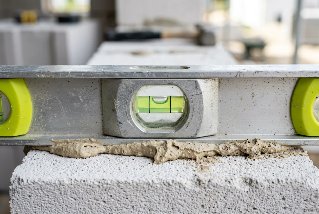 Finition d'un mur en Siporex avec l'application d'un enduit de lissage